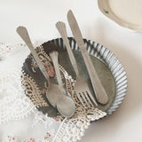 4 Pieces Vintage Matte Silver Stainless Steel Flatware Set-Handle Details