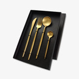 Classic Gold Stainless Steel Flatware Set in Gift Box (Set of 4)-Display