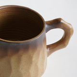 Gradient Brown Handmade Ceramic Teacup with Uneven Surface-Inside, Handle Details