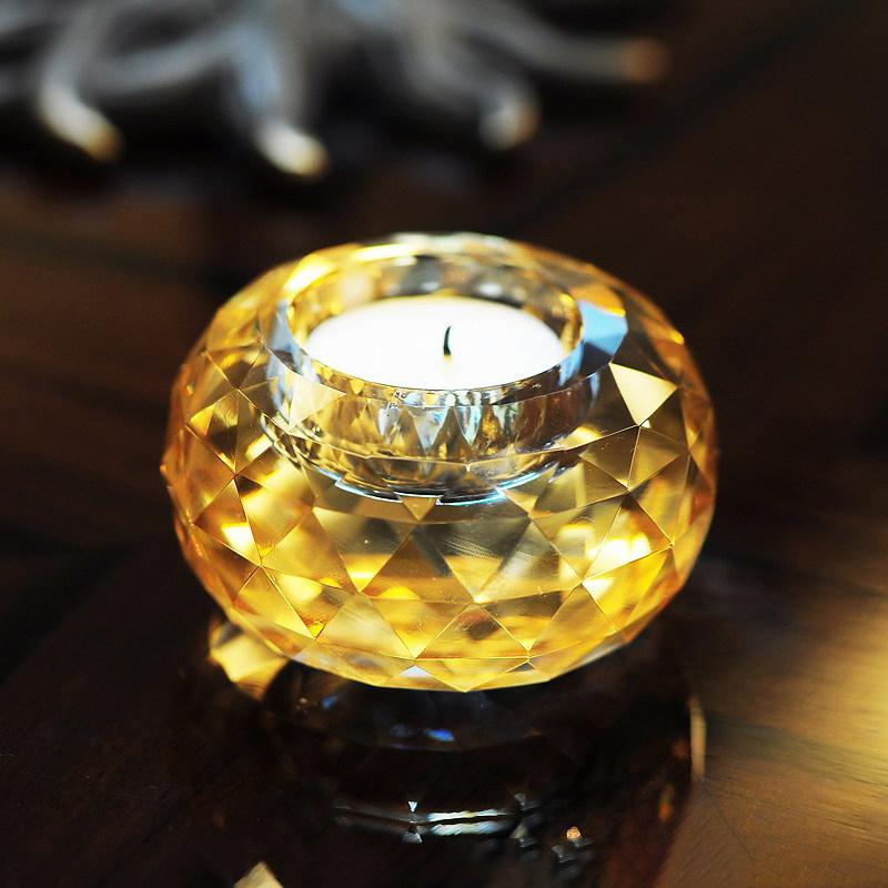 Delicate Gold Crystal Glass Candle Holder-Details