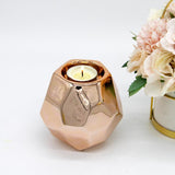 Polygon Diamond Shaped Rose-gold Ceramic Candle Holder-Head Details