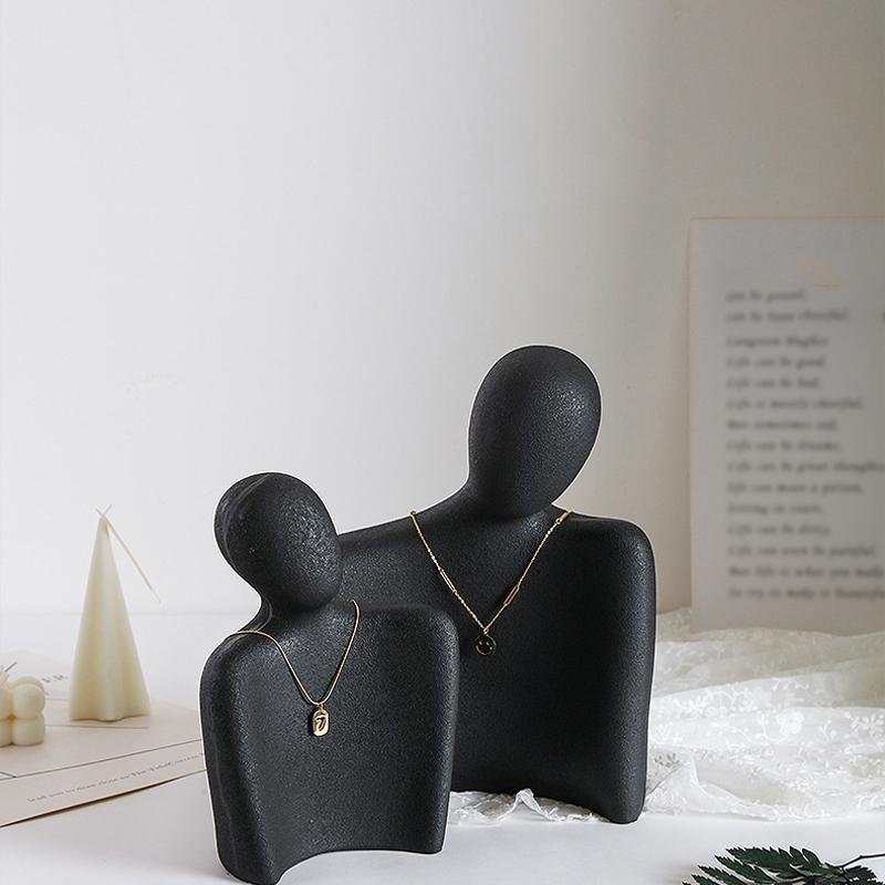 Humanoid Resin Necklace Display Stand, Set of 2-Black