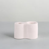 Double Holes Ceramic Candle Holder in Morandi White -Details