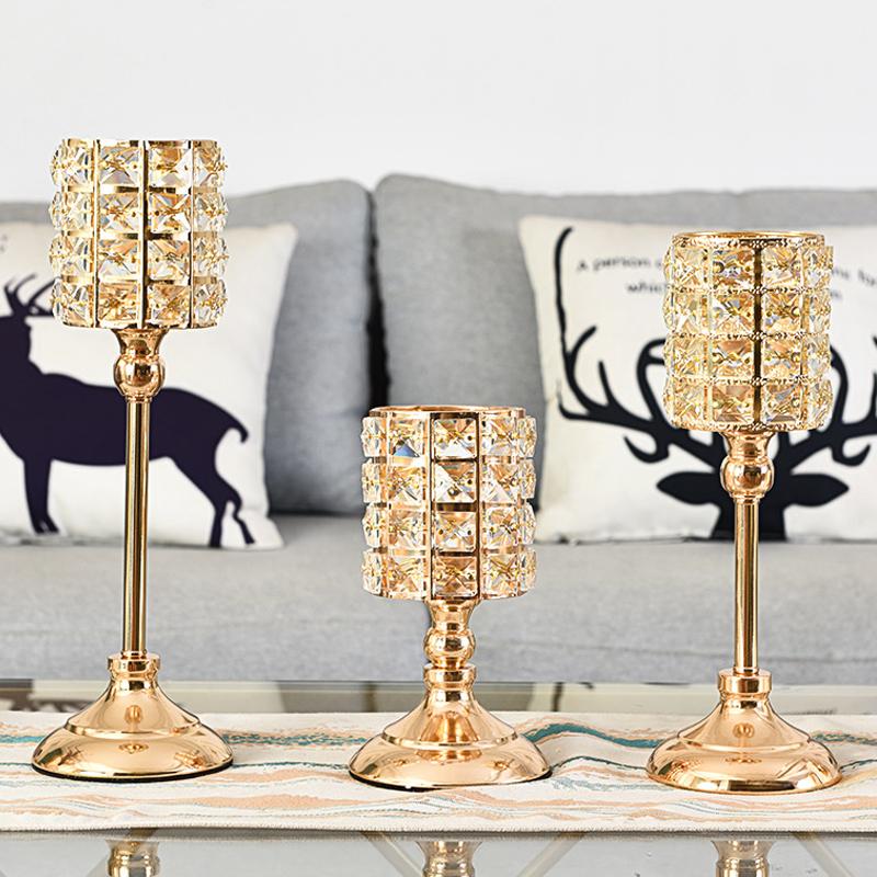 Gold Crystal Candle Holder-Front