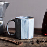 Polygon Stoneware Coffee Mug-Blue White