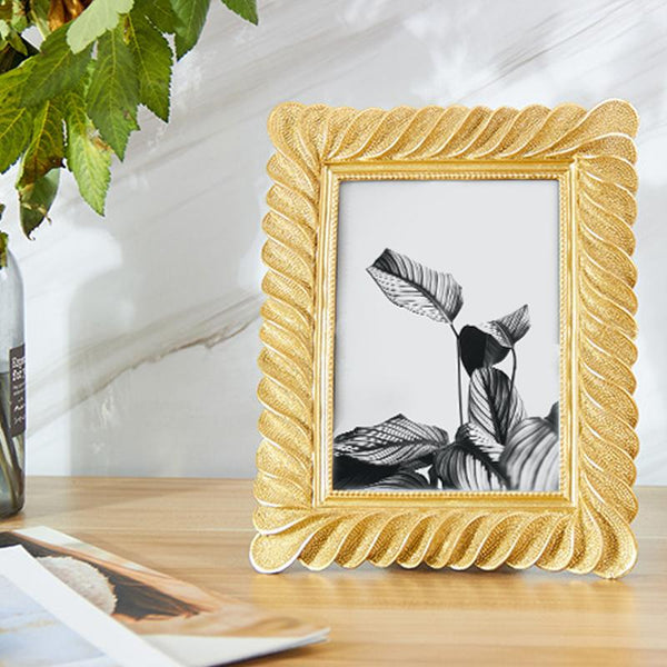 Hand Carved Bright Gold Resin Picture Frame