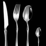 4 Pieces Silver Stainless Steel Flatware Set with Creative Handle-Silver Head Details