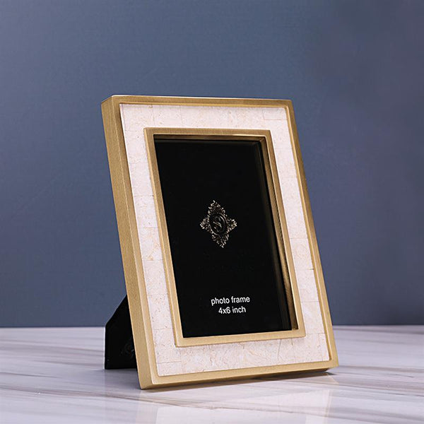 Handmade Brass and Marble Picture Frame