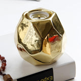 Polygon Diamond Shaped Gold Ceramic Candle Holder