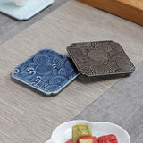 Auspicious-Cloud Square Ceramic Coasters, Set of 4-Detail