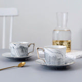 Classical Marble Gray Ceramic Teacup Set-Front