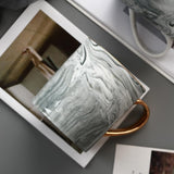 Handmade Gradient Gray Reinforced Porcelain Coffee Mug with Shiny Border-Details