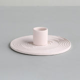 Spiral Pattern Ceramic Candle Holder in Morandi Pink-Surround Details