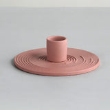 Spiral Pattern Ceramic Candle Holder in Morandi Red-Surround Details