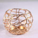 Geometric Messy Line Plated Circle Round Gold Candle Holder-Details