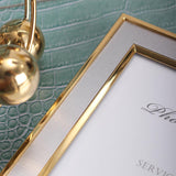 Gold and White Metal and Non-woven Fabric Picture Frame-Details