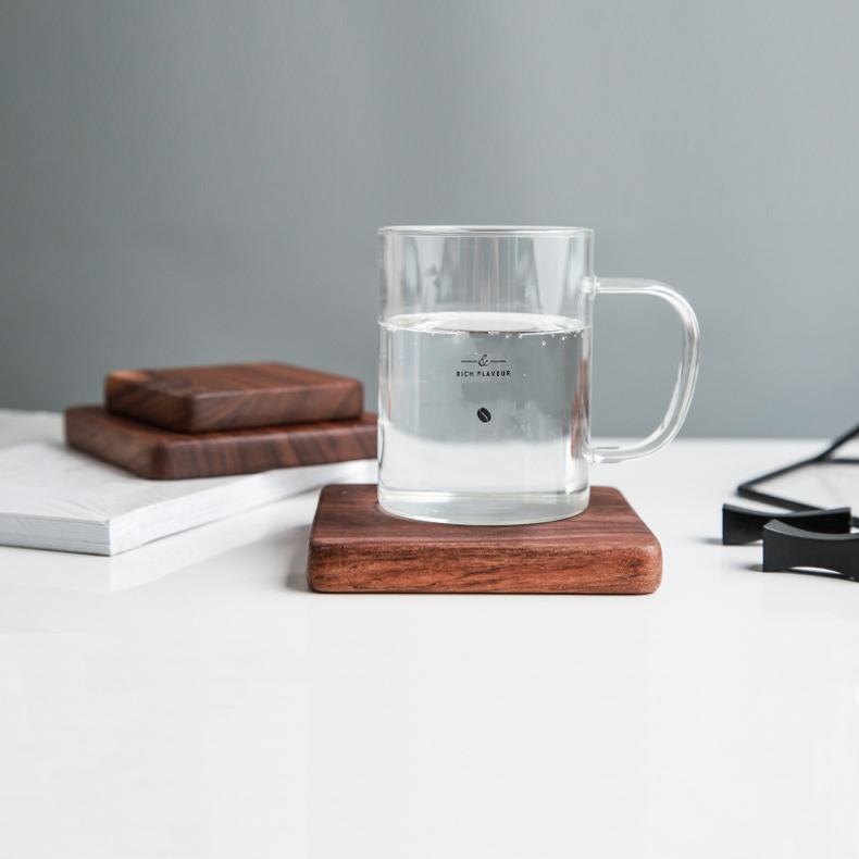 Square Natural Walnut Coasters, Set of 4-Side