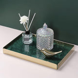 Marble Jewelry Tray with Removable Metal Frame-Green